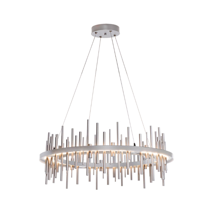 Hubbardton Forge Cityscape Circular 139910 38" LED Pendant - Vintage Platinum/Vintage Platinum
