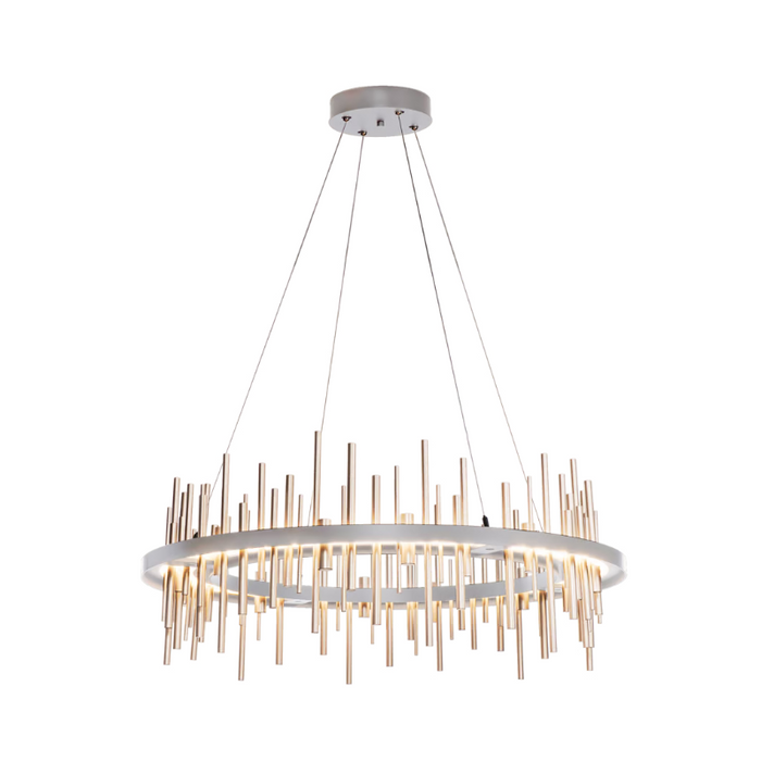 Hubbardton Forge Cityscape Circular 139910 38" LED Pendant - Vintage Platinum/Soft Gold