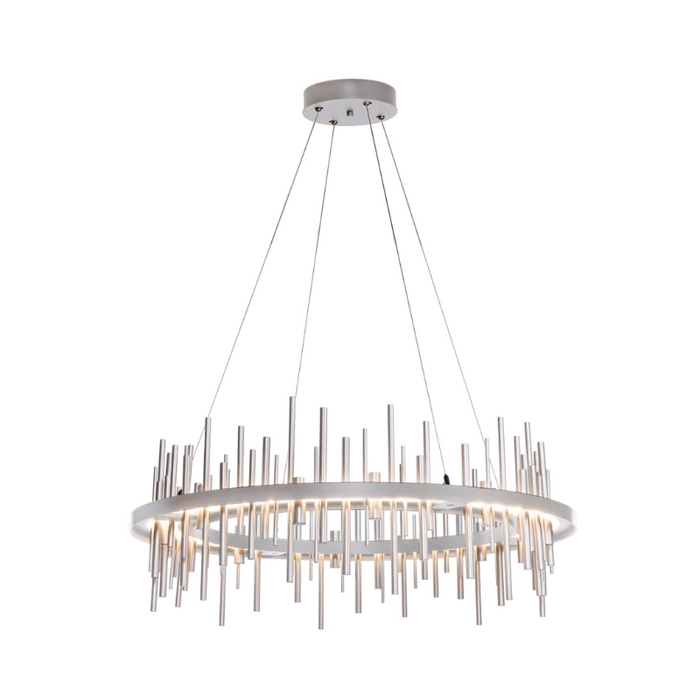 Hubbardton Forge Cityscape Circular 139910 38" LED Pendant - Vintage Platinum/Sterling