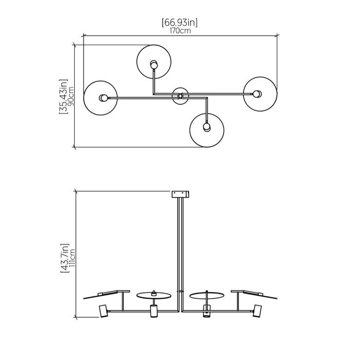 Accord 1420 Dot 4-lt 67" LED Pendant