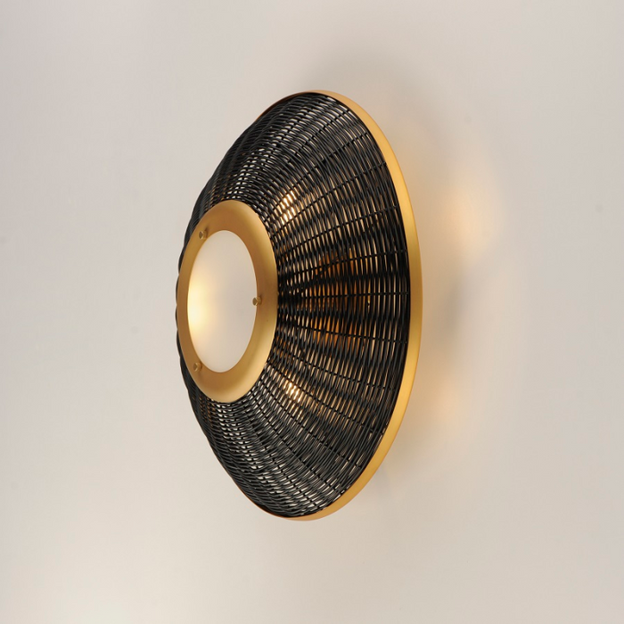 Maxim 1440 Rattan 3-lt 20" Tall Wall Sconce/Semi-flush Mount