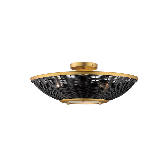 Maxim 1440 Rattan 3-lt 20" Tall Wall Sconce/Semi-flush Mount