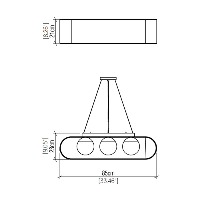 Accord 1448 Sfera 3-lt 33" LED Pendant