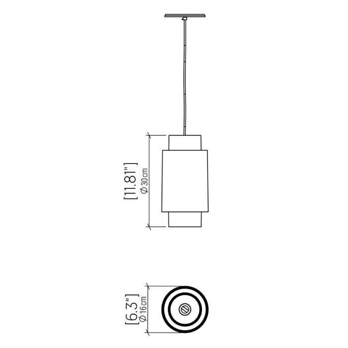 Accord 1476 Cylindrical 1-lt 12" Tall LED Pendant