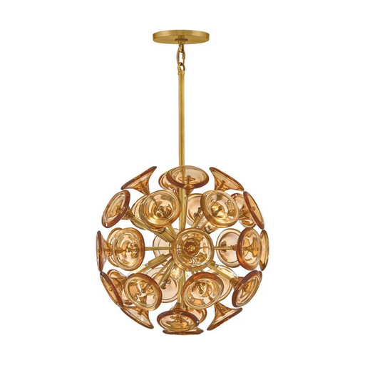 Fredrick Ramond FR46907 Maya 8-lt 20" LED Pendant - Unlacquered Brass/Light Amber Glass