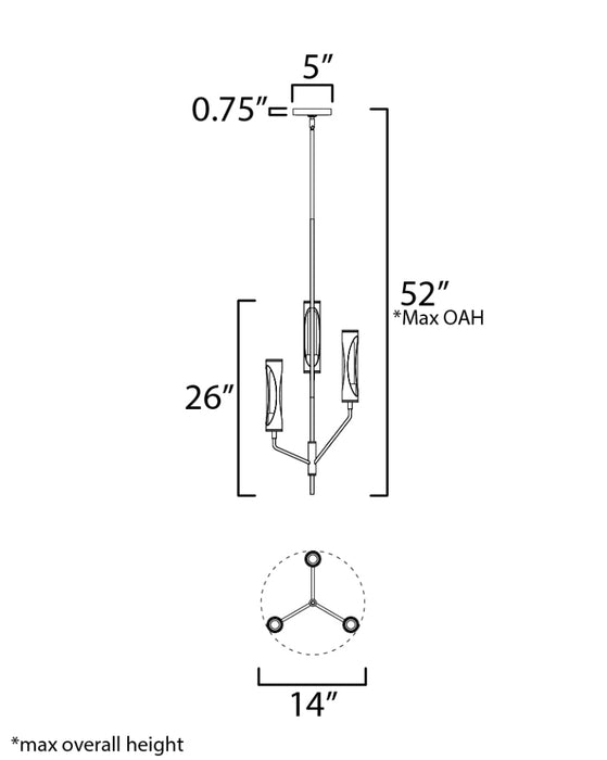Maxim 16173 Regent 3-lt 14" LED Pendant
