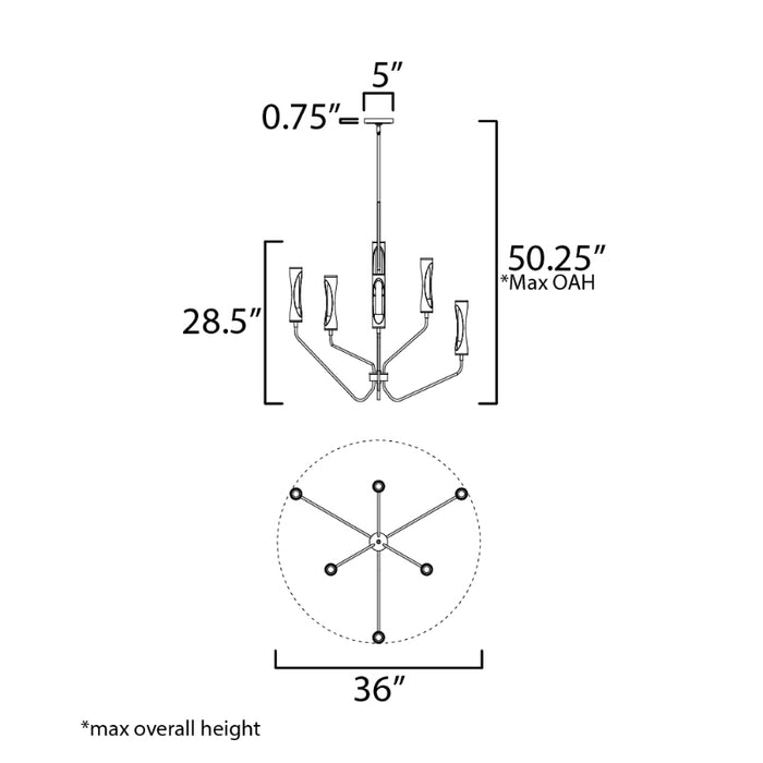 Maxim 16176 Regent 6-lt 36" LED Pendant