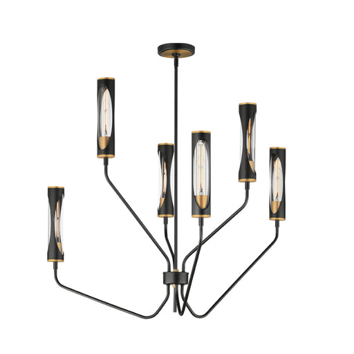 Maxim 16176 Regent 6-lt 36" LED Pendant-Black / Antique Brass