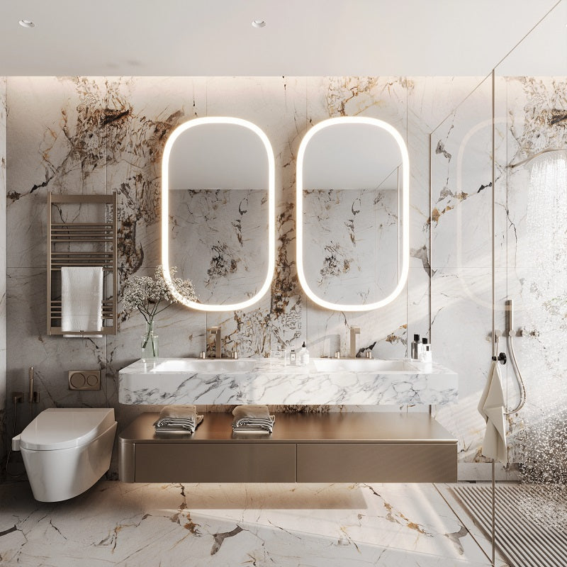 Paris Mirror Chic 32 x 60 Oval LED Illuminated Mirror - Gold