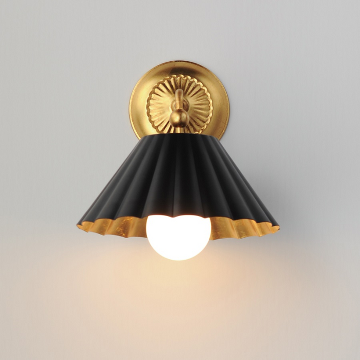 Maxim 18051 Primrose 1-lt 11" Tall Wall Sconce - Black/Gold Leaf