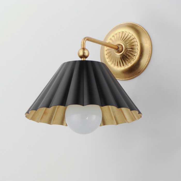 Maxim 18051 Primrose 1-lt 11" Tall Wall Sconce - Black/Gold Leaf