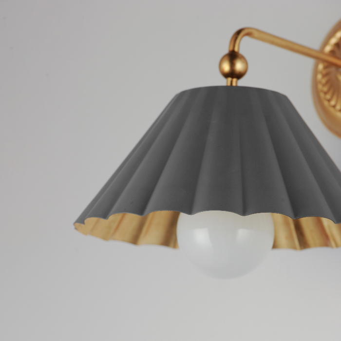 Maxim 18051 Primrose 1-lt 11" Tall Wall Sconce - Dark Grey/Gold Leaf