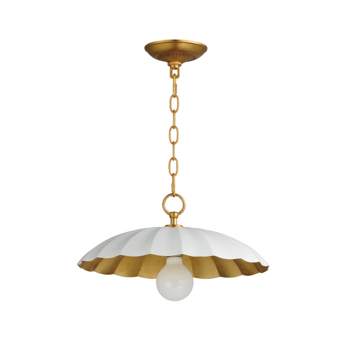 Maxim 18055 Primrose 1-lt 16" Pendant-Matte White / Gold Leaf