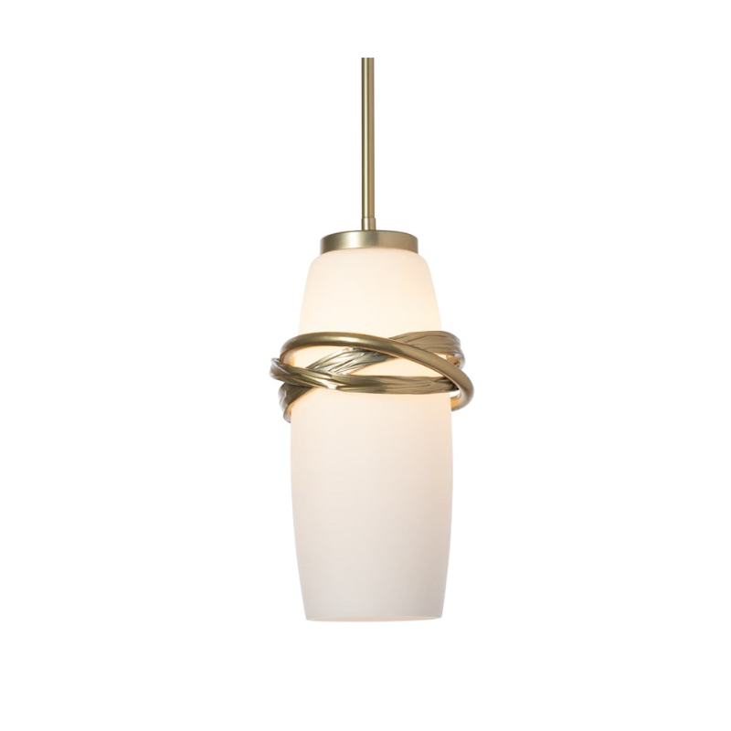 Hubbardton Forge 181603 Trilogy 1-lt 8" Mini Pendant - Modern Brass/Opal