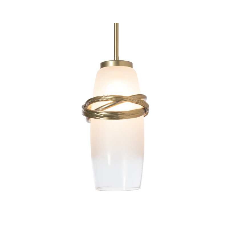Hubbardton Forge 181603 Trilogy 1-lt 8" Mini Pendant - Modern Brass/Frost with Clear