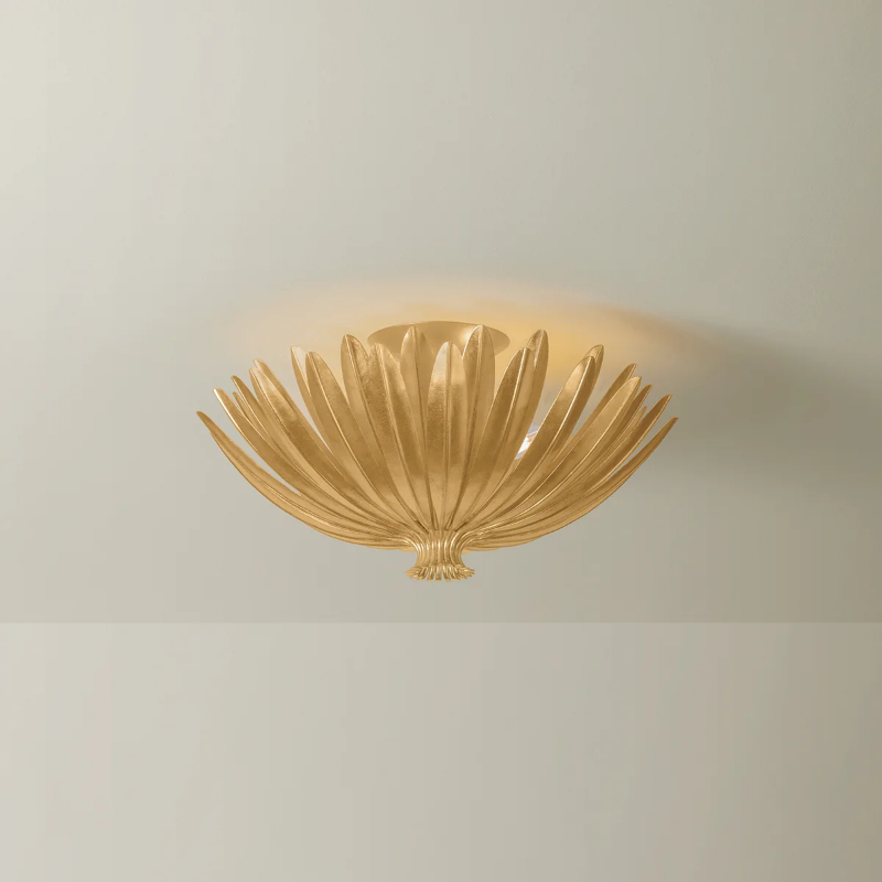 Hudson Valley 1819 Whitfield 3-lt 18" Semi Flush Mount - Vintage Gold Leaf