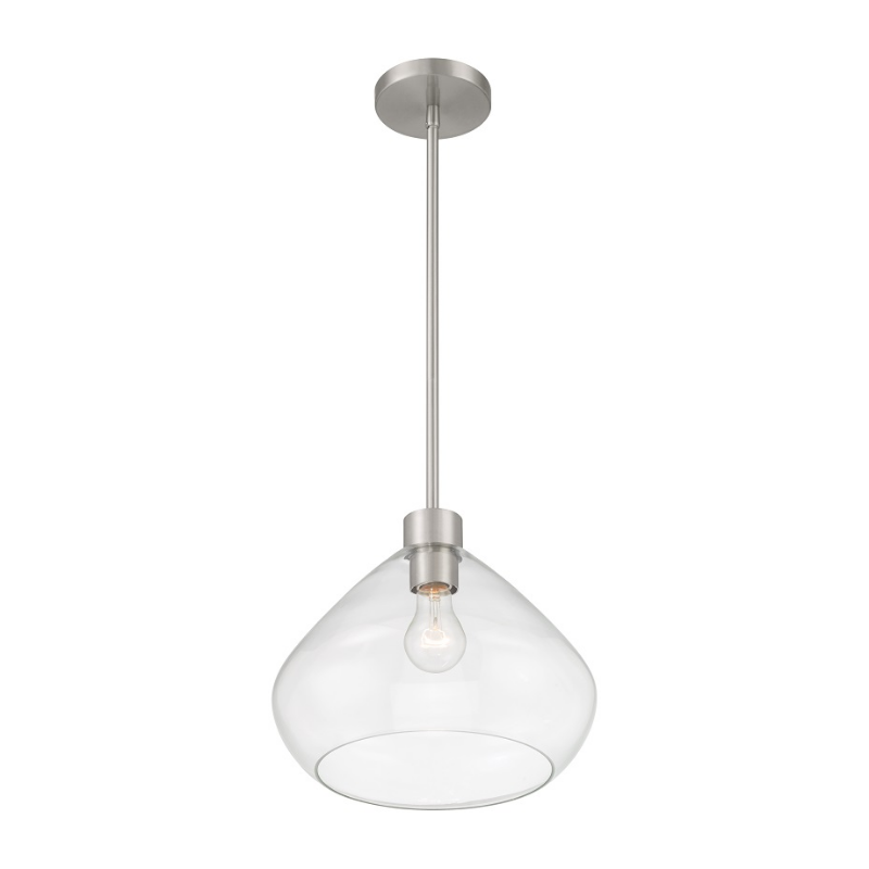 Minka Lavery 1941 Elaris 1-lt 13" Pendant - Brushed Nickel/Clear Glass