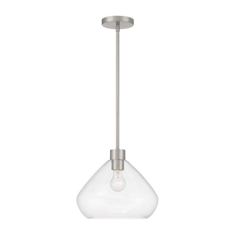 Minka Lavery 1941 Elaris 1-lt 13" Pendant - Brushed Nickel/Clear Glass