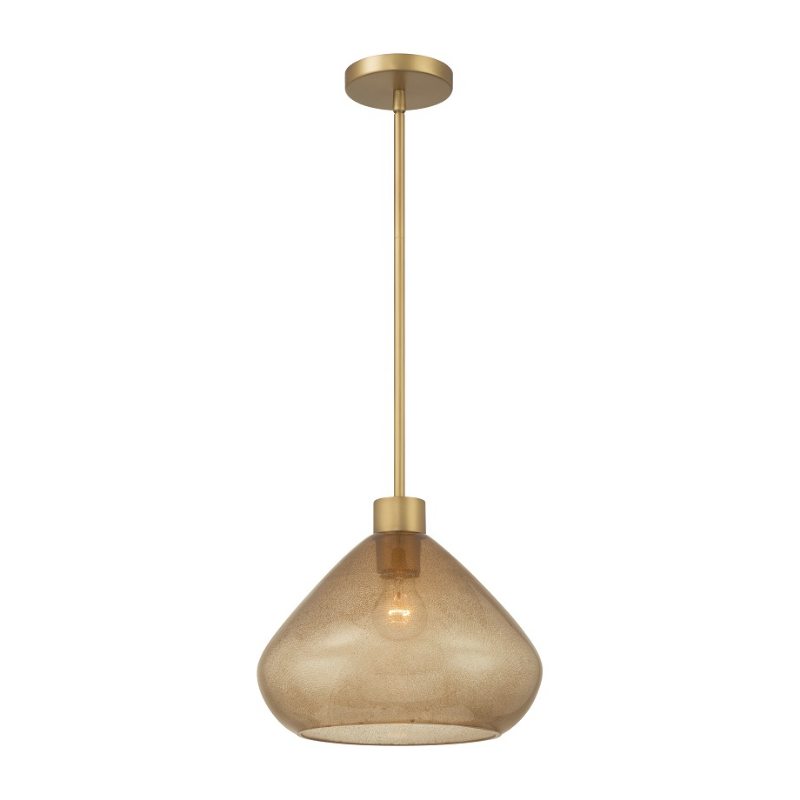Minka Lavery 1941 Elaris 1-lt 13" Pendant - Legacy Brass/Brown Bubble Glass