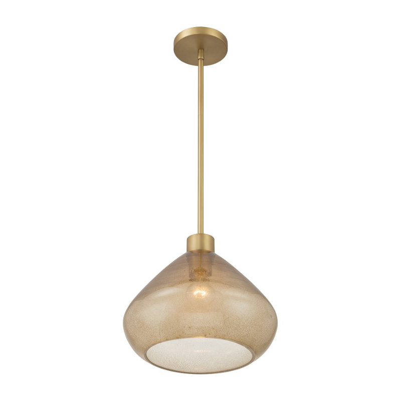 Minka Lavery 1941 Elaris 1-lt 13" Pendant - Legacy Brass/Brown Bubble Glass