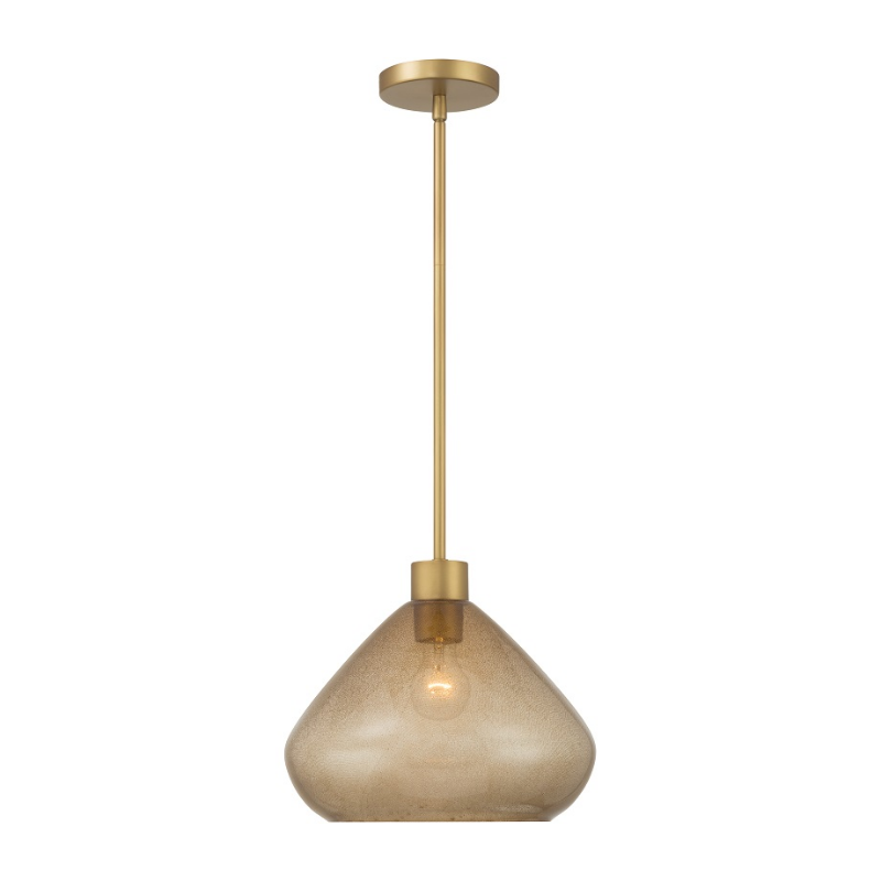 Minka Lavery 1941 Elaris 1-lt 13" Pendant - Legacy Brass/Brown Bubble Glass