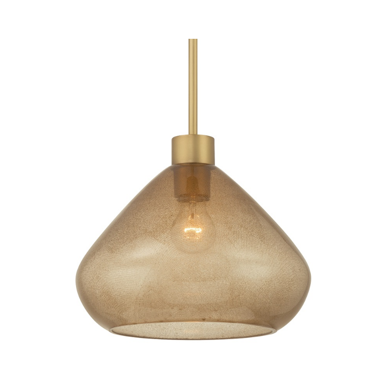Minka Lavery 1941 Elaris 1-lt 13" Pendant - Legacy Brass/Brown Bubble Glass