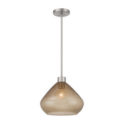 Minka Lavery 1941 Elaris 1-lt 13" Pendant - Brushed Nickel/Brown Bubble Glass