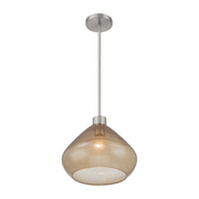 Minka Lavery 1941 Elaris 1-lt 13" Pendant - Brushed Nickel/Brown Bubble Glass