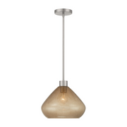 Minka Lavery 1941 Elaris 1-lt 13" Pendant - Brushed Nickel/Brown Bubble Glass