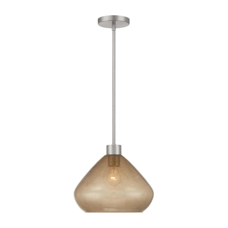Minka Lavery 1941 Elaris 1-lt 13" Pendant - Brushed Nickel/Brown Bubble Glass