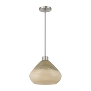 Minka Lavery 1941 Elaris 1-lt 13" Pendant - Brushed Nickel/Green Ombre Glass