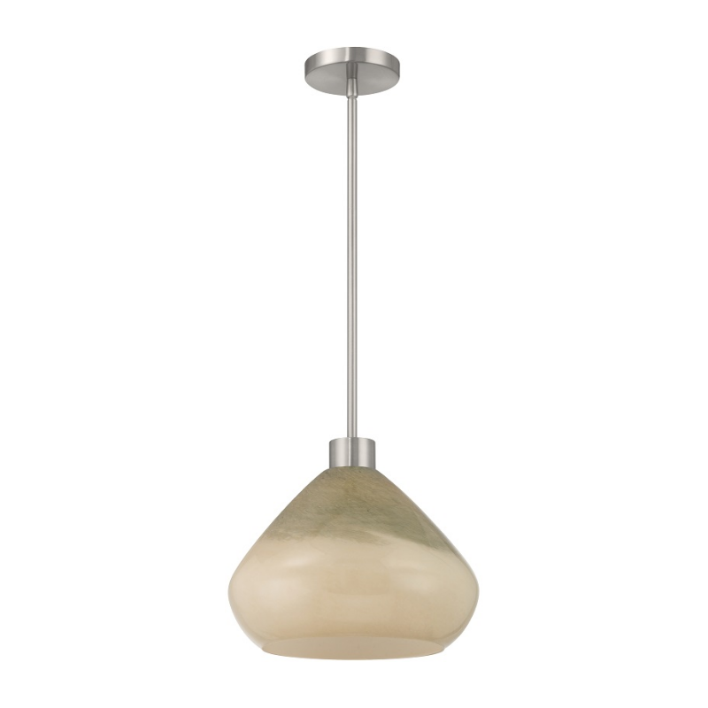 Minka Lavery 1941 Elaris 1-lt 13" Pendant - Brushed Nickel/Green Ombre Glass