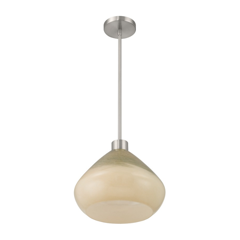 Minka Lavery 1941 Elaris 1-lt 13" Pendant - Brushed Nickel/Green Ombre Glass