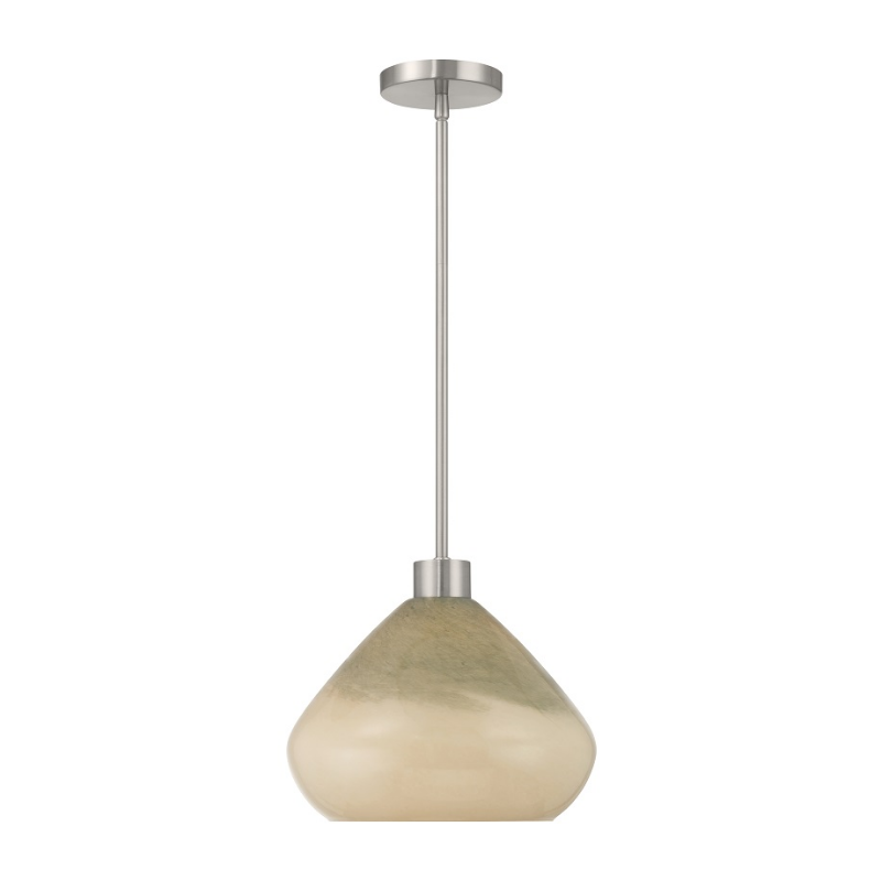 Minka Lavery 1941 Elaris 1-lt 13" Pendant - Brushed Nickel/Green Ombre Glass