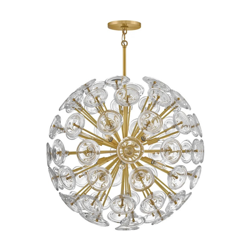 Fredrick Ramond FR46905 Maya 12-lt 30" LED Chandelier - Unlacquered Brass/Clear Glass
