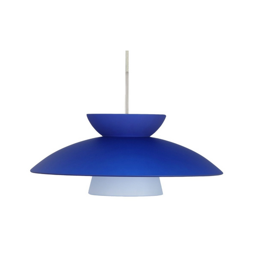 Besa 1JC-4513 Trilo 15 1-lt 15" Pendant, Cord Fixture with Dome Canopy - Blue Matte/Satin Nickel