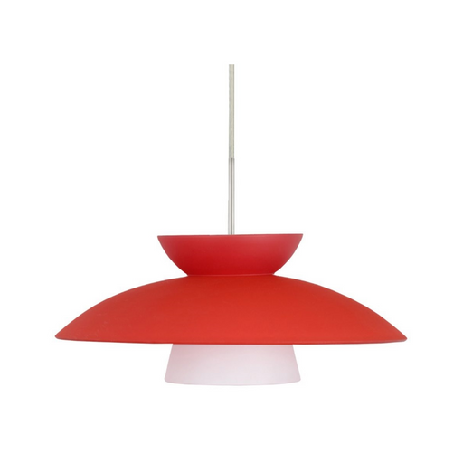 Besa 1TT-4513 Trilo 15 1-lt 15" LED Pendant, Stem Fixture - Red Matte/Satin Nickel