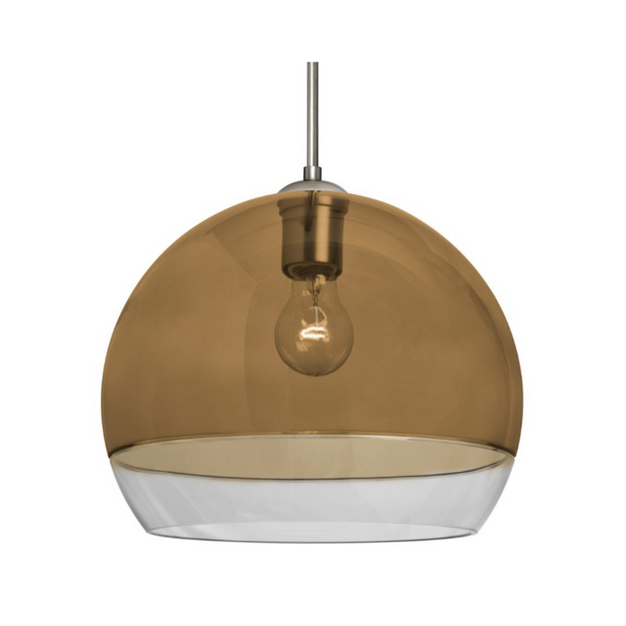 Besa 1JT-ALLY12 Ally 1-lt 12" LED Pendant, Cord Fixture with Flat Canopy - Amber/Clear