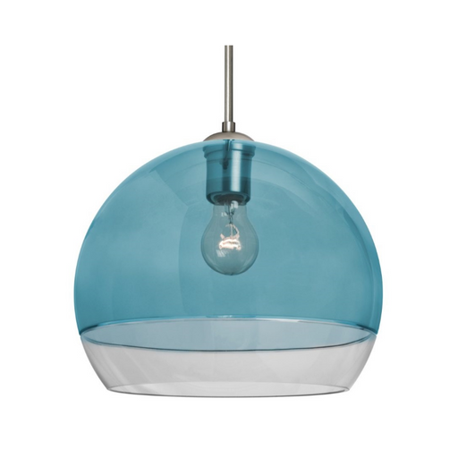 Besa 1JC-ALLY12 Ally 1-lt 12" LED Pendant, Cord Fixture with Dome Canopy - Coral Blue/Clear