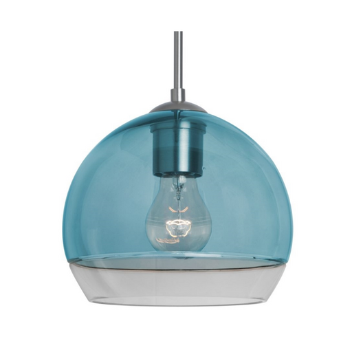 Besa 1TT-ALLY8 Ally 1-lt 8" LED Pendant, Stem Fixture - Coral Blue/Clear