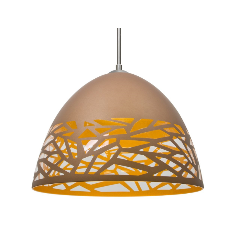 Besa 1JC-KIEV Kiev 1-lt 13" LED Pendant, Cord Fixture with Dome Canopy - Copper/Satin Nickel