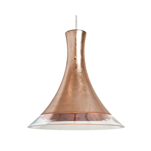 Besa 1JT-RIOCF Rio 1-lt 12" LED Pendant, Cord Fixture with Flat Canopy - Copper Foil/Clear/Satin Nickel