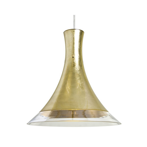 Besa 1TT-RIOCF Rio 1-lt 12" Pendant, Stem Fixture - Gold Foil/Clear/Satin Nickel