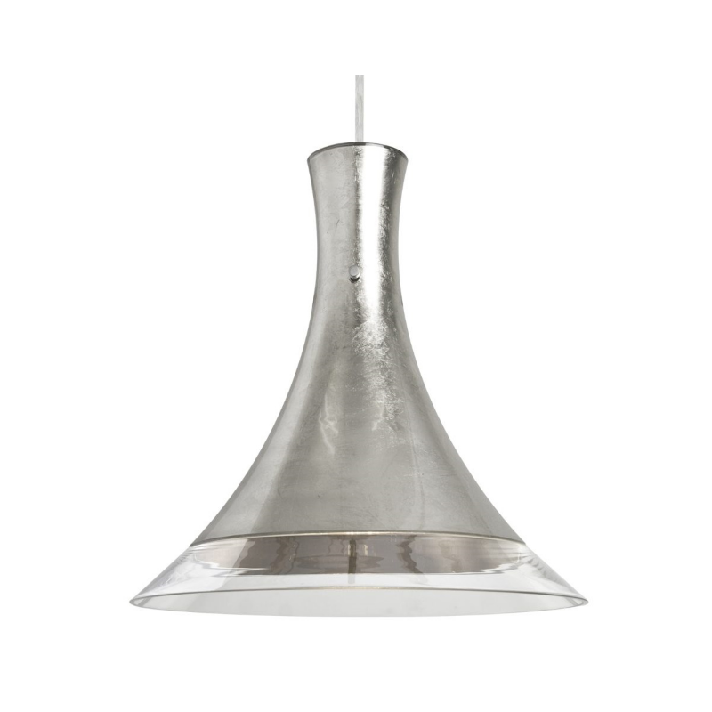 Besa 1JC-RIOCF Rio 1-lt 12" Pendant, Cord Fixture with Dome Canopy - Silver Foil/Clear/Satin Nickel