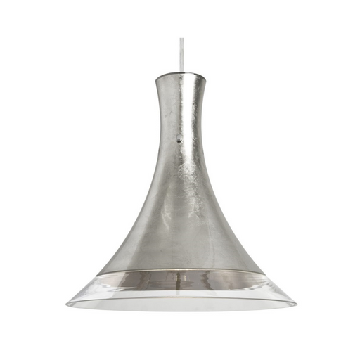 Besa 1JC-RIOCF Rio 1-lt 12" Pendant, Cord Fixture with Dome Canopy - Silver Foil/Clear/Satin Nickel