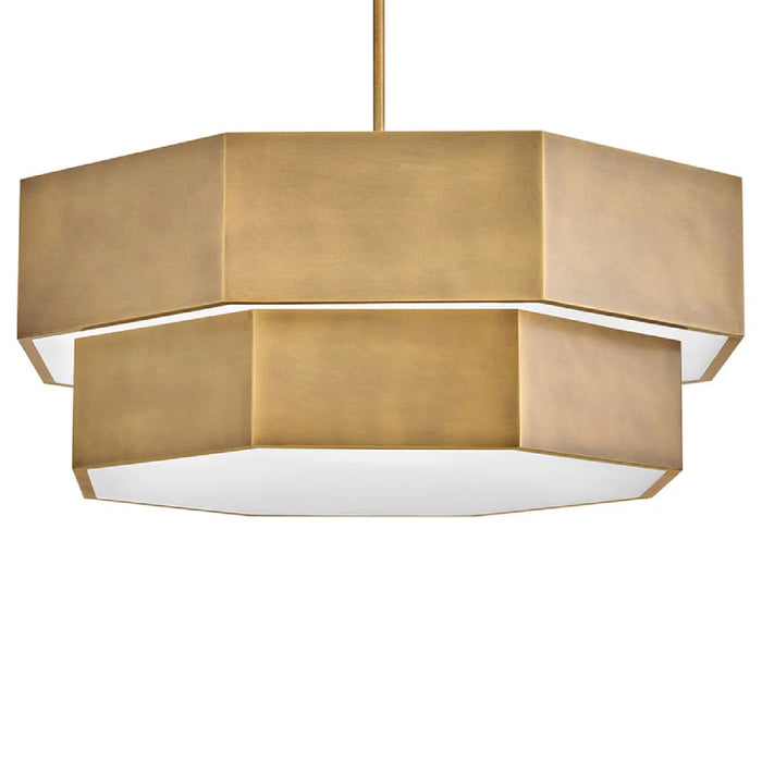 Hinkley 46995 Facet 12-lt 38" LED Chandelier - Heritage Brass
