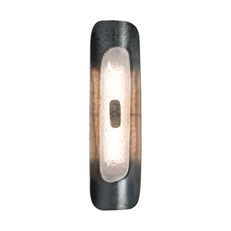 Hubbardton Forge 201065 Shield 1-lt 24" Tall LED Small Wall Sconce - Black/Clear Steel