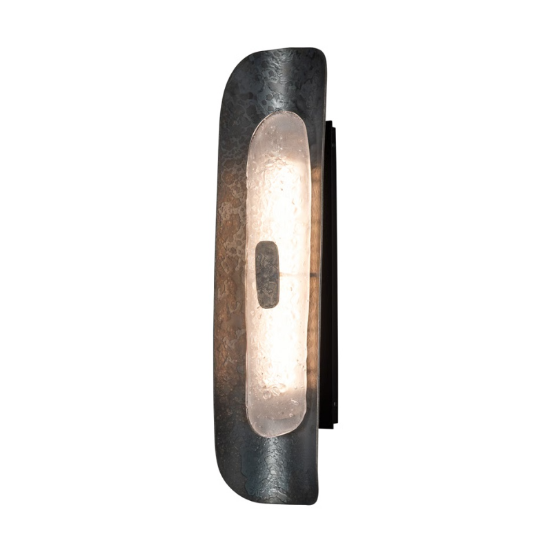 Hubbardton Forge 201065 Shield 1-lt 24" Tall LED Small Wall Sconce - Black/Clear Steel