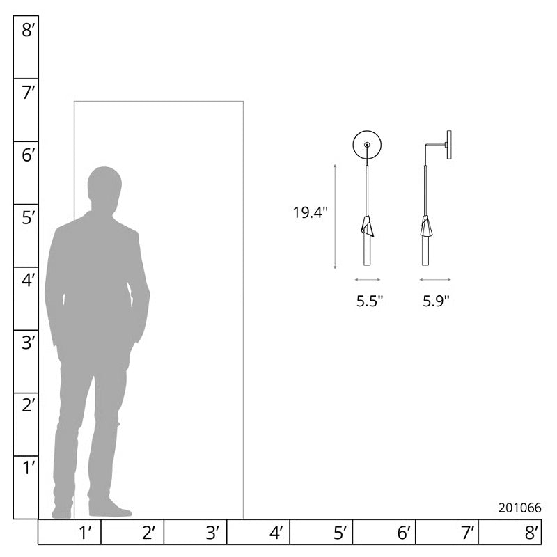 Hubbardton Forge 201066 Lilium 1-lt 19" Tall LED Wall Sconce