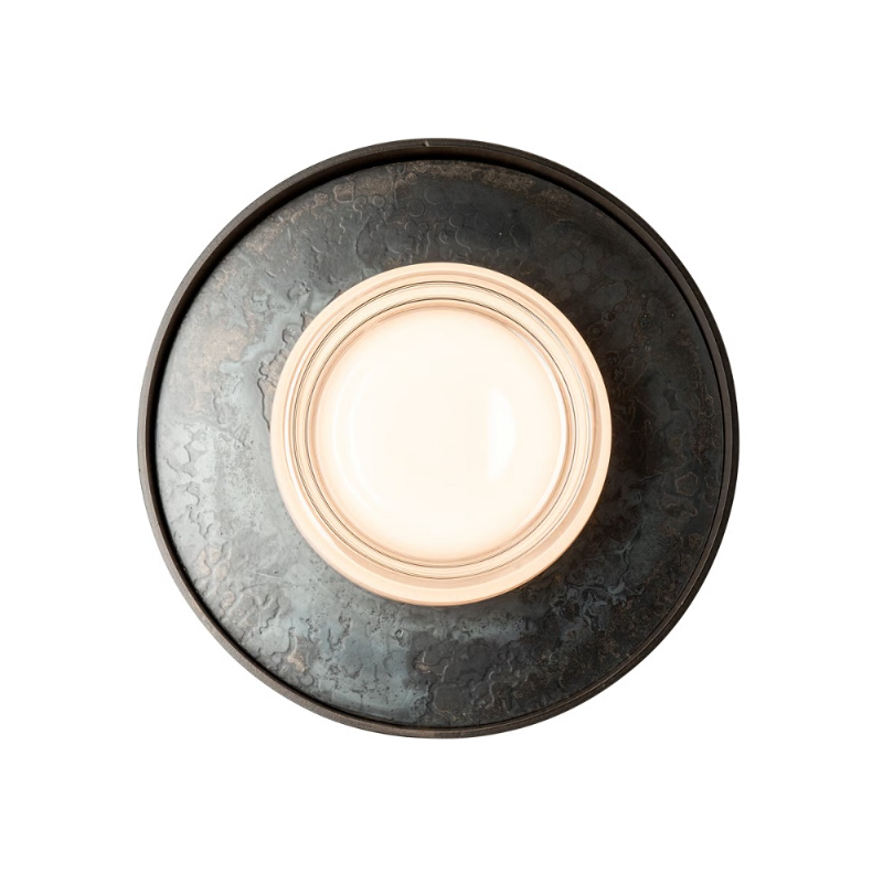 Hubbardton Forge 201085 Focal 1-lt 14" LED Large Sconce/Flush Mount - Dark Smoke/Clear Steel